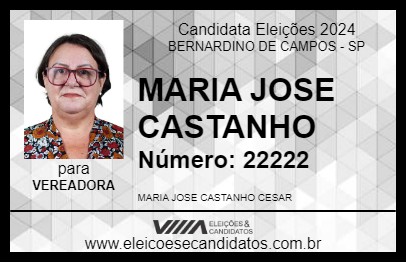 Candidato MARIA JOSE CASTANHO 2024 - BERNARDINO DE CAMPOS - Eleições