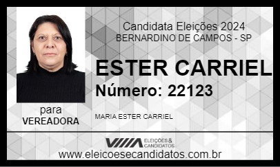 Candidato ESTER CARRIEL 2024 - BERNARDINO DE CAMPOS - Eleições