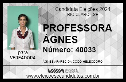 Candidato PROFESSORA ÁGNES 2024 - RIO CLARO - Eleições