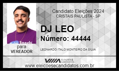 Candidato DJ LEO 2024 - CRISTAIS PAULISTA - Eleições