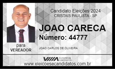 Candidato JOAO CARECA 2024 - CRISTAIS PAULISTA - Eleições