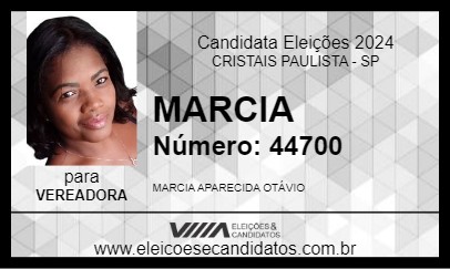 Candidato MARCIA 2024 - CRISTAIS PAULISTA - Eleições