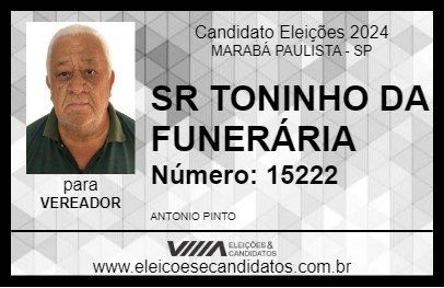 Candidato SR TONINHO DA FUNERÁRIA 2024 - MARABÁ PAULISTA - Eleições