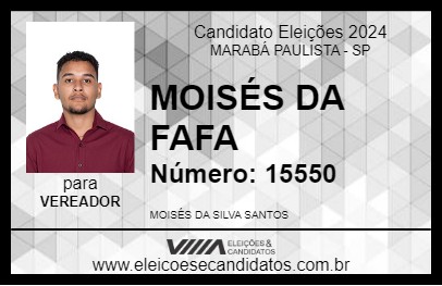 Candidato MOISÉS DA FAFA 2024 - MARABÁ PAULISTA - Eleições