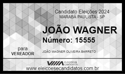 Candidato JOÃO WAGNER 2024 - MARABÁ PAULISTA - Eleições