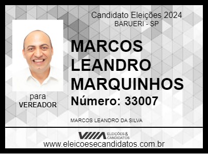 Candidato MARCOS LEANDRO MARQUINHOS 2024 - BARUERI - Eleições