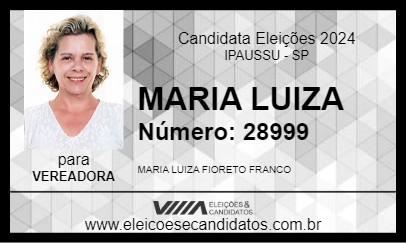 Candidato MARIA LUIZA 2024 - IPAUSSU - Eleições