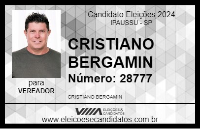 Candidato CRISTIANO BERGAMIN 2024 - IPAUSSU - Eleições