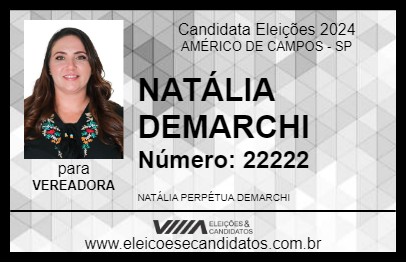 Candidato NATÁLIA DEMARCHI 2024 - AMÉRICO DE CAMPOS - Eleições