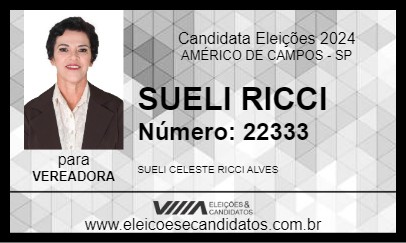 Candidato SUELI RICCI 2024 - AMÉRICO DE CAMPOS - Eleições