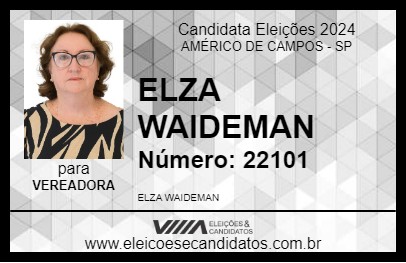 Candidato ELZA WAIDEMAN 2024 - AMÉRICO DE CAMPOS - Eleições