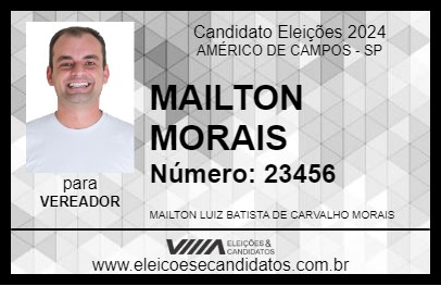 Candidato MAILTON MORAIS 2024 - AMÉRICO DE CAMPOS - Eleições