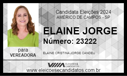 Candidato ELAINE JORGE 2024 - AMÉRICO DE CAMPOS - Eleições