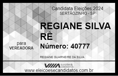 Candidato REGIANE SILVA  RÊ  2024 - SERTÃOZINHO - Eleições