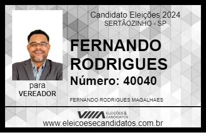 Candidato FERNANDO RODRIGUES 2024 - SERTÃOZINHO - Eleições