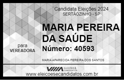 Candidato MARIA PEREIRA DA SAÚDE 2024 - SERTÃOZINHO - Eleições