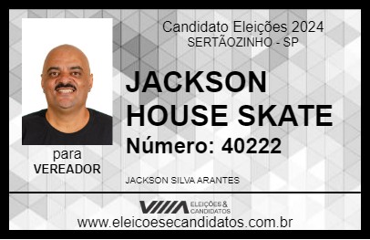 Candidato JACKSON HOUSE SKATE 2024 - SERTÃOZINHO - Eleições