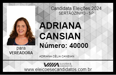 Candidato ADRIANA CANSIAN 2024 - SERTÃOZINHO - Eleições