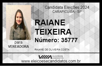 Candidato RAIANE TEIXEIRA 2024 - CARAPICUÍBA - Eleições