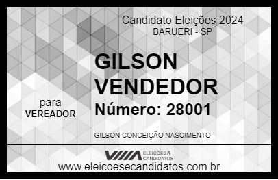 Candidato GILSON VENDEDOR 2024 - BARUERI - Eleições