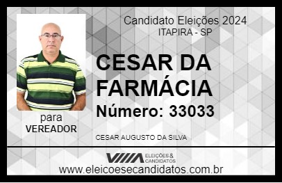 Candidato CESAR DA FARMÁCIA 2024 - ITAPIRA - Eleições