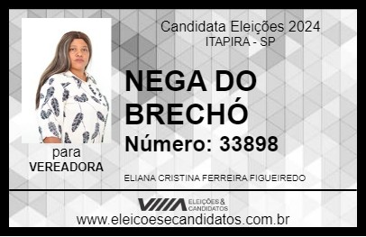 Candidato NEGA DO BRECHÓ 2024 - ITAPIRA - Eleições