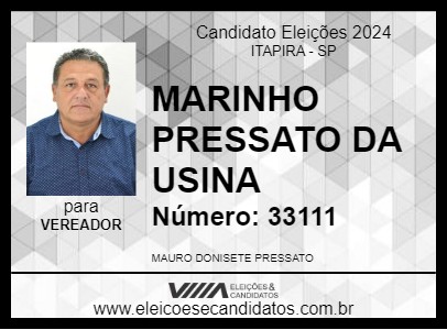 Candidato MAURINHO PRESSATO DA USINA 2024 - ITAPIRA - Eleições