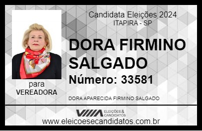 Candidato DORA FIRMINO SALGADO 2024 - ITAPIRA - Eleições