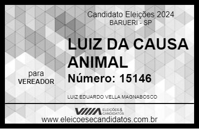 Candidato LUIZ DA CAUSA ANIMAL 2024 - BARUERI - Eleições