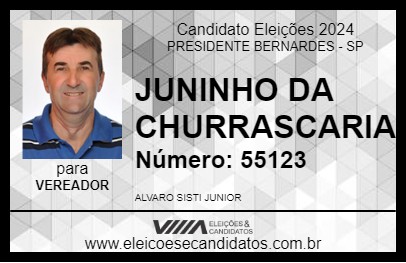 Candidato JUNINHO DA CHURRASCARIA 2024 - PRESIDENTE BERNARDES - Eleições