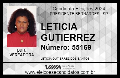 Candidato LETICIA GUTIERREZ 2024 - PRESIDENTE BERNARDES - Eleições