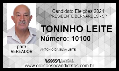 Candidato TONINHO LEITE 2024 - PRESIDENTE BERNARDES - Eleições