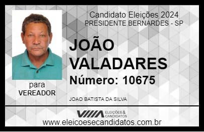 Candidato JOÃO VALADARES 2024 - PRESIDENTE BERNARDES - Eleições