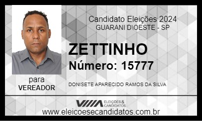 Candidato ZETTINHO 2024 - GUARANI D\OESTE - Eleições