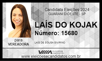 Candidato LAÍS DO KOJAK 2024 - GUARANI D\OESTE - Eleições