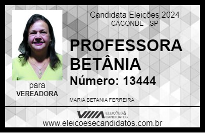 Candidato PROFESSORA BETÂNIA 2024 - CACONDE - Eleições