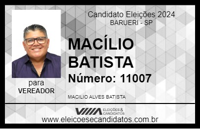 Candidato MACÍLIO BATISTA 2024 - BARUERI - Eleições