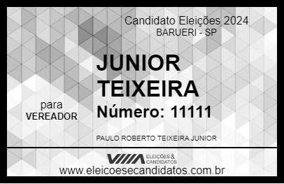 Candidato JUNIOR TEIXEIRA 2024 - BARUERI - Eleições