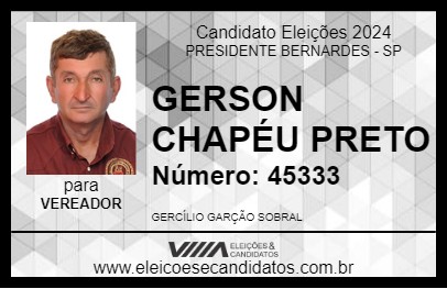 Candidato GERSON CHAPÉU PRETO 2024 - PRESIDENTE BERNARDES - Eleições