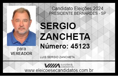 Candidato SERGIO ZANCHETA 2024 - PRESIDENTE BERNARDES - Eleições