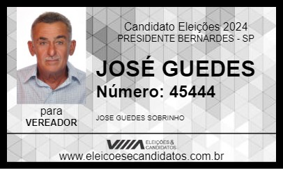 Candidato JOSÉ GUEDES 2024 - PRESIDENTE BERNARDES - Eleições