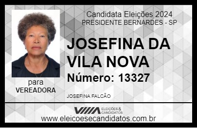 Candidato JOSEFINA DA VILA NOVA 2024 - PRESIDENTE BERNARDES - Eleições