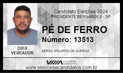 Candidato PÉ DE FERRO 2024 - PRESIDENTE BERNARDES - Eleições