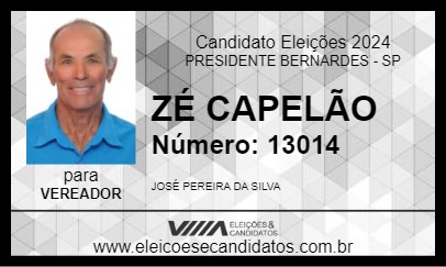 Candidato ZÉ CAPELÃO 2024 - PRESIDENTE BERNARDES - Eleições