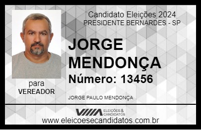 Candidato JORGE MENDONÇA 2024 - PRESIDENTE BERNARDES - Eleições