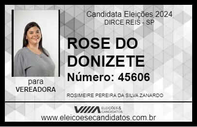 Candidato ROSE DO DONIZETE 2024 - DIRCE REIS - Eleições