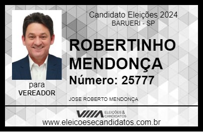 Candidato ROBERTINHO MENDONÇA 2024 - BARUERI - Eleições