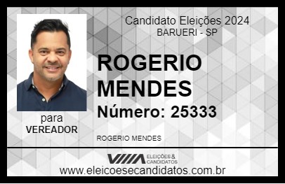 Candidato ROGERIO MENDES 2024 - BARUERI - Eleições