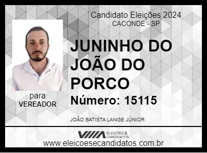 Candidato JUNINHO DO JOÃO DO PORCO 2024 - CACONDE - Eleições