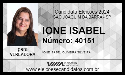 Candidato IONE ISABEL 2024 - SÃO JOAQUIM DA BARRA - Eleições